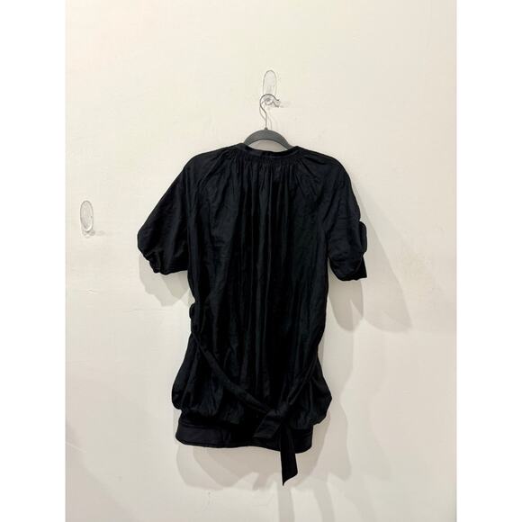 Catherine Malandrino 100% Cotton Puff Sleeve Silk Mini Dress Black Womens Size 6 - Picture 2 of 3